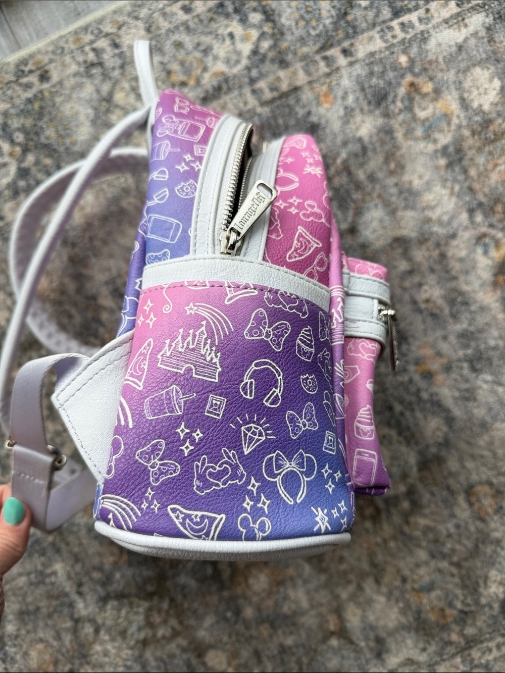 Loungefly Pink to Purple Ombre Disney Icons Mini Backpack - Picture 7 of 9